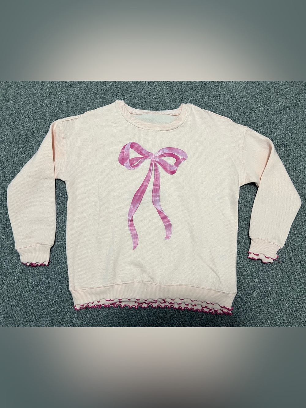 Girls Pink Bow Graphic Sweatshirt 10-12T